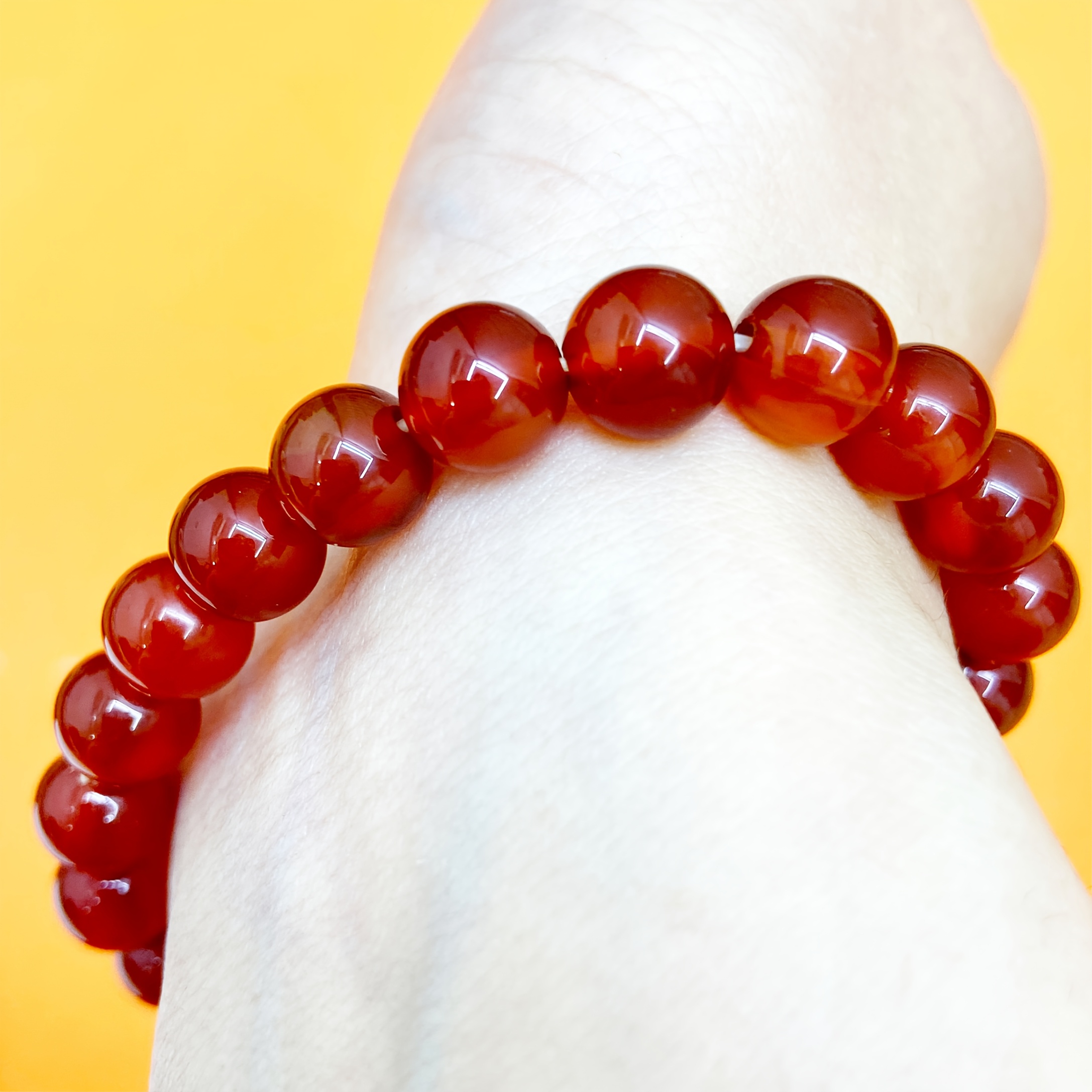 8mm Red Agate Bracelet, Wealth Enhancing Natural Agate Beads